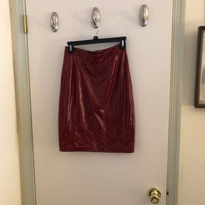 Red shiny pleather skirt